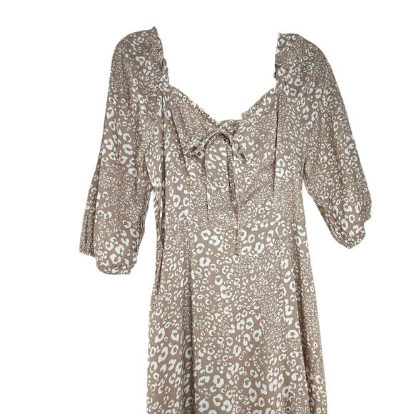 Sincerely Jules Cottagecore Boho Midi Dress SZ M Beige Tan Prairie Romantic - Picture 3 of 9